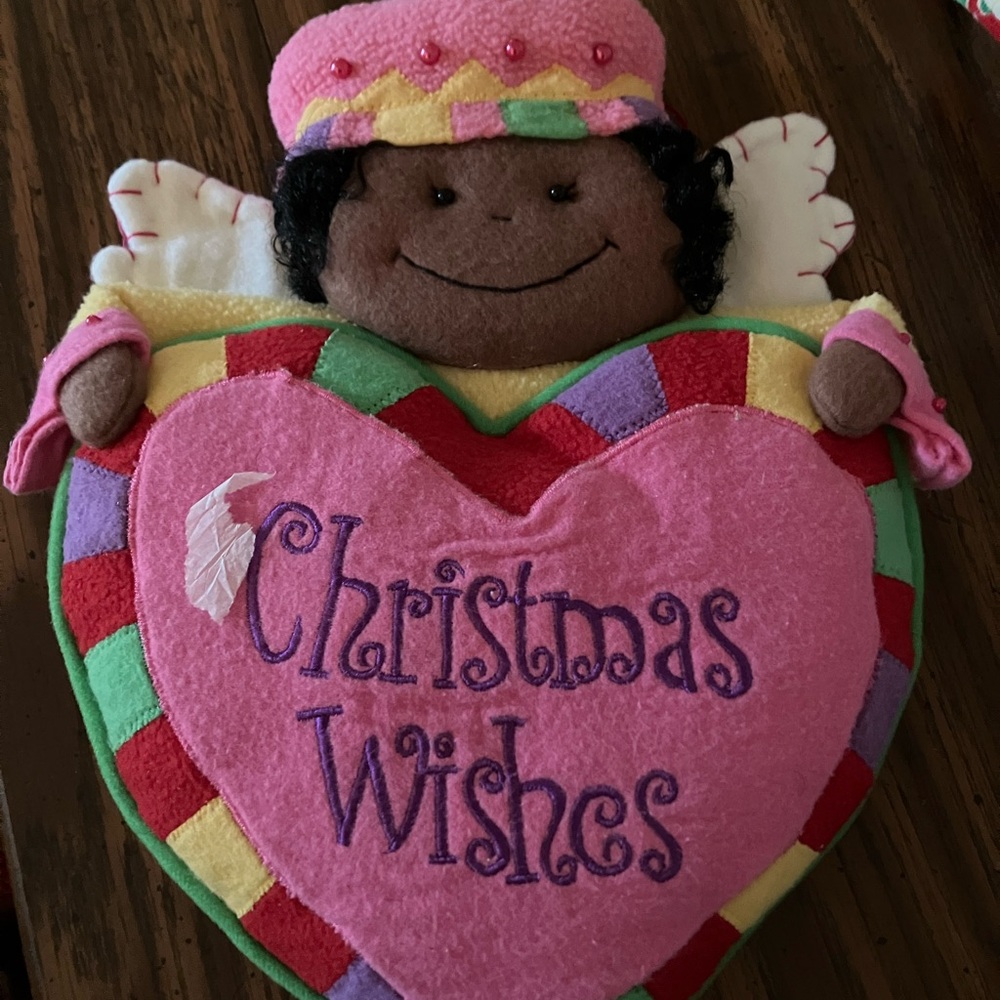 Christmas Wishes Heart Angel Plush hanging wish pocket